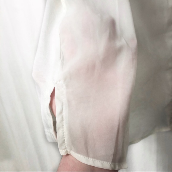 Sheer White Button Down Blouse w/ Studded Collar - Picture 5 of 9